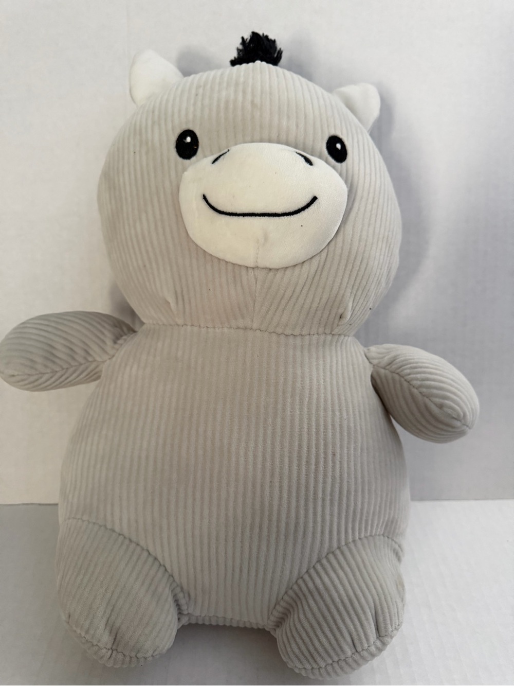 Greenbrier International Corduroy Donkey Plush Toy in Light Gray
